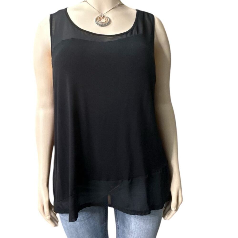 CATO Chiffon Trim Dress Tank Top Size 26/28 in Black